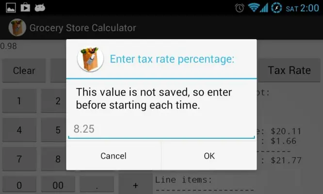 Grocery Store Calculator android App screenshot 0